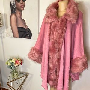 Stunning Faux Fur Pink Shawl